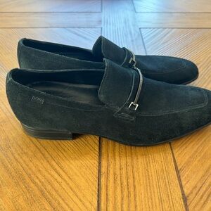 HUGO BOSS BLACK SUEDE LOAFERS